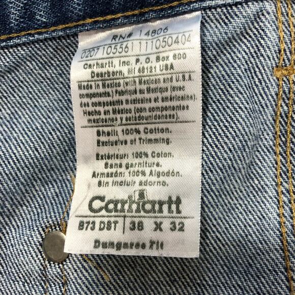 Carhartt mens 38x32 double knee dungaree fit carpenter jeans B73 DST vintage - Picture 4 of 11